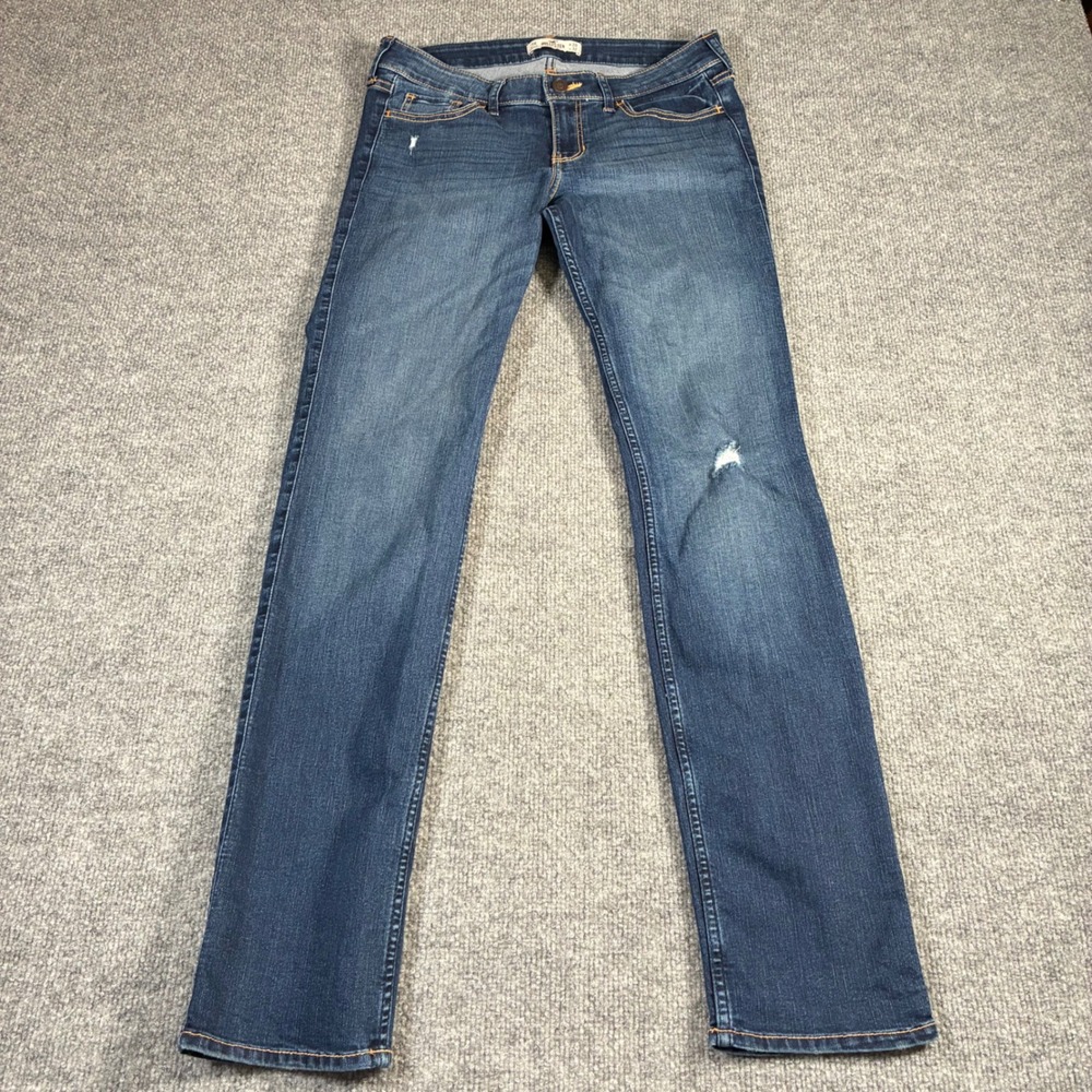 Hollister Bootcut Jeans Womens 7R W28 L31 Dark Wash Distressed Low Rise‎